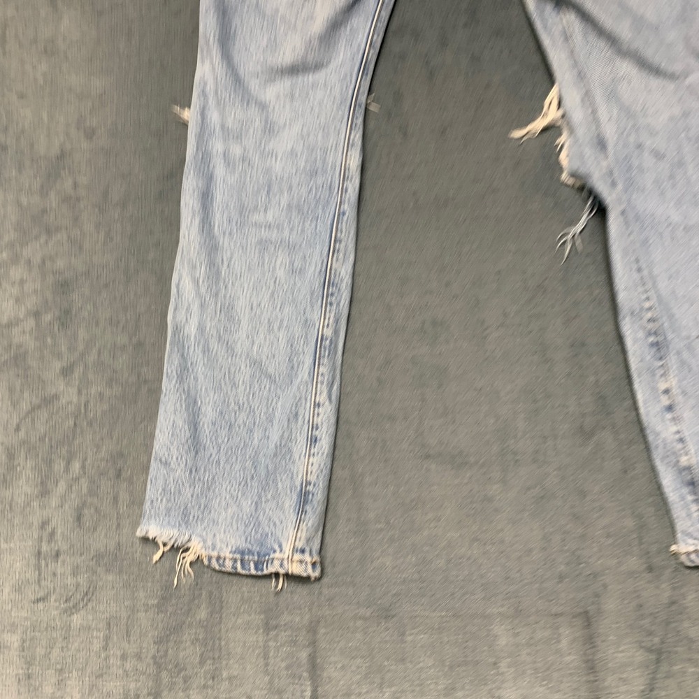 Levi's 501 Straight Jeans Womens 27x30 Blue Denim Original Fit Ripped High Rise - Picture 3 of 16
